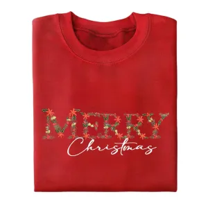 Festive Floral Wreath 'Merry Christmas' Embroidered Sweatshirt