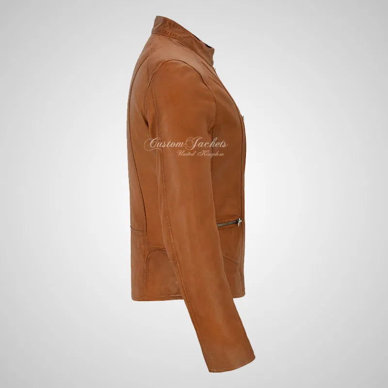 FIERCE Women's Biker Leather Jacket Fitted