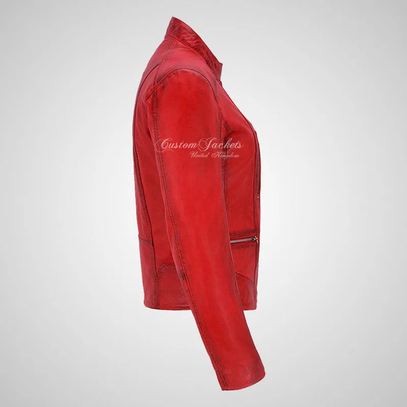 FIERCE Women's Biker Leather Jacket Fitted