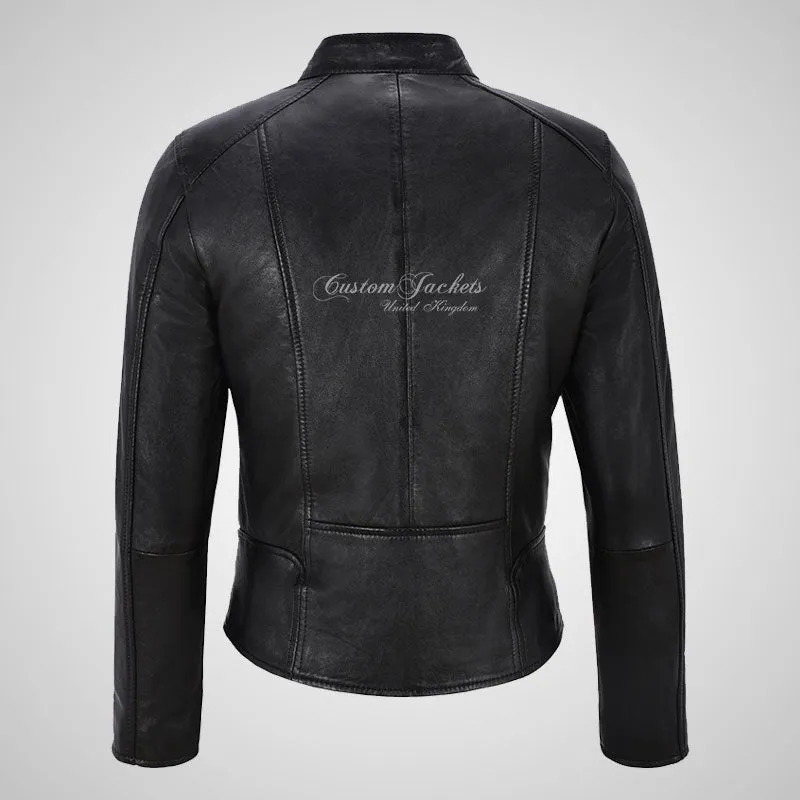 FIERCE Women's Biker Leather Jacket Fitted