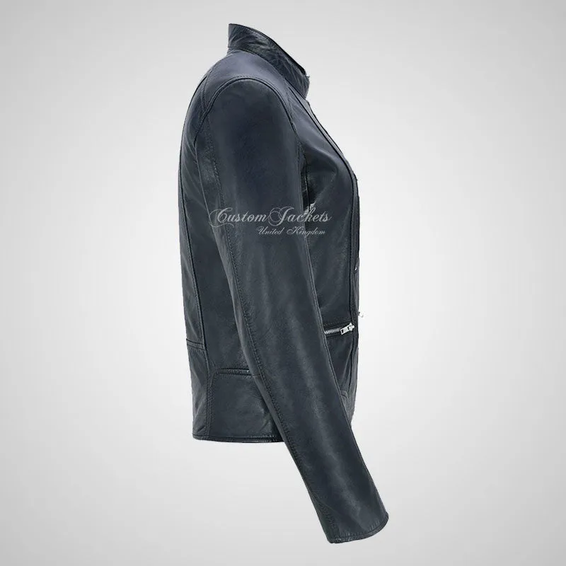 FIERCE Women's Biker Leather Jacket Fitted