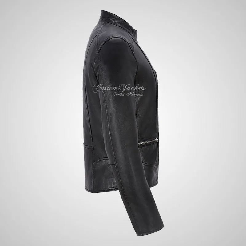 FIERCE Women's Biker Leather Jacket Fitted