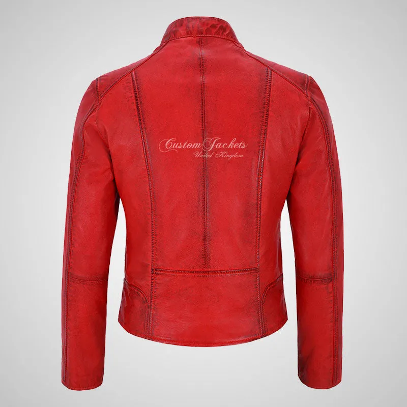 FIERCE Women's Biker Leather Jacket Fitted