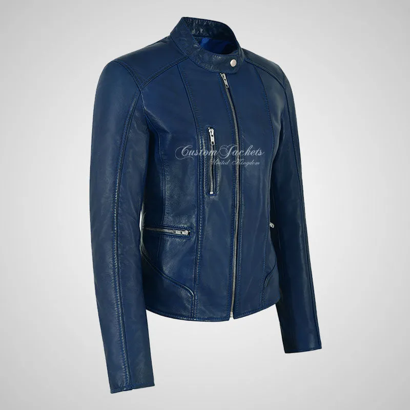 FIERCE Women's Biker Leather Jacket Fitted