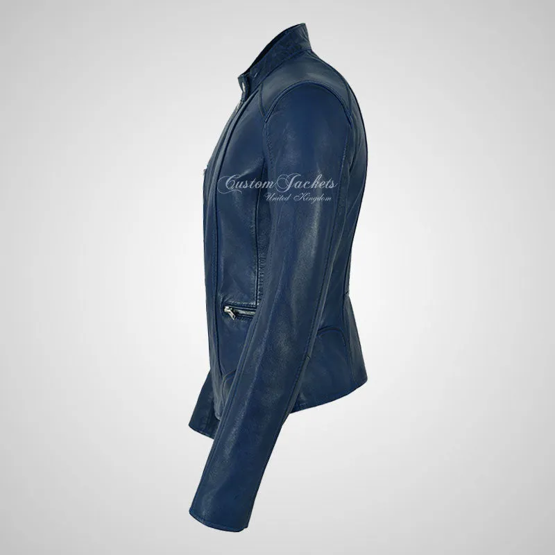 FIERCE Women's Biker Leather Jacket Fitted