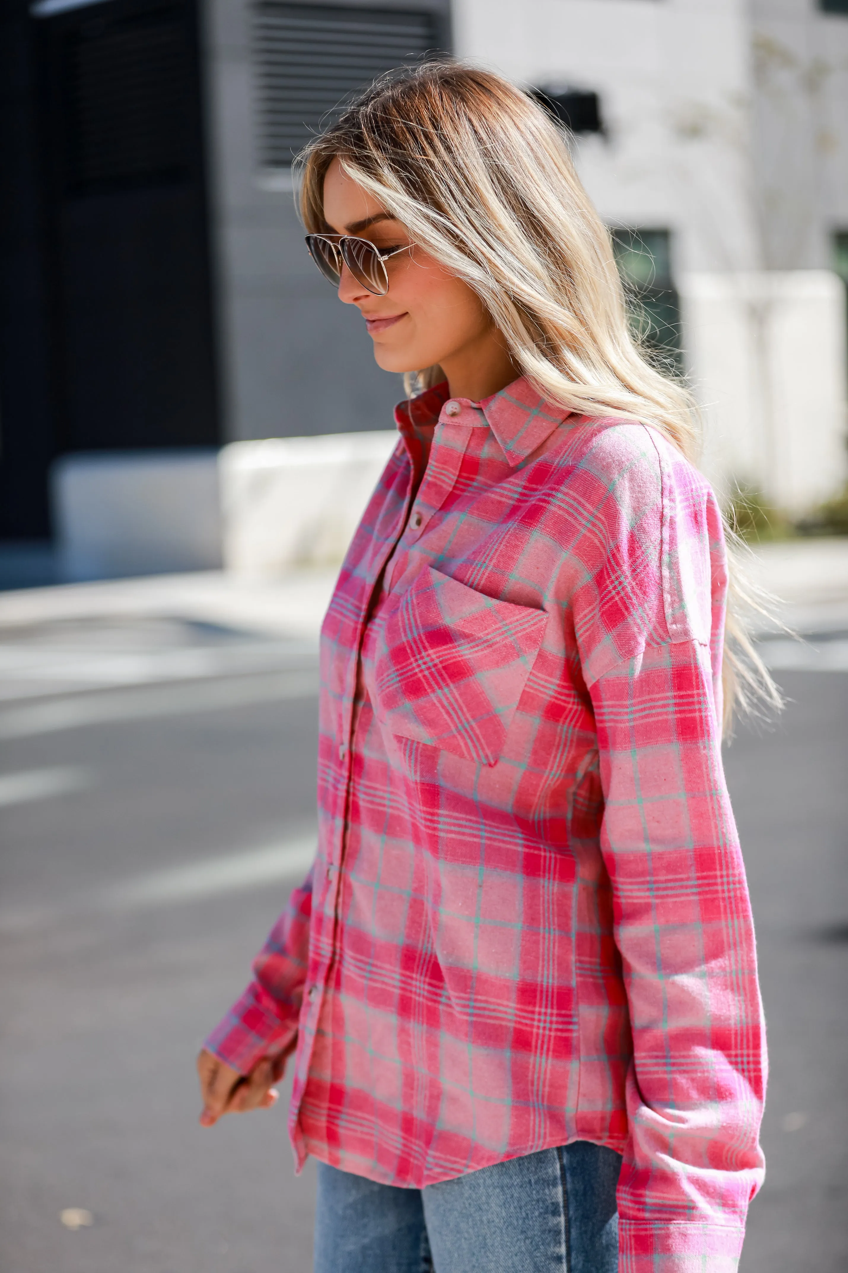 FINAL SALE - Fall Behavior Pink Plaid Oversized Flannel