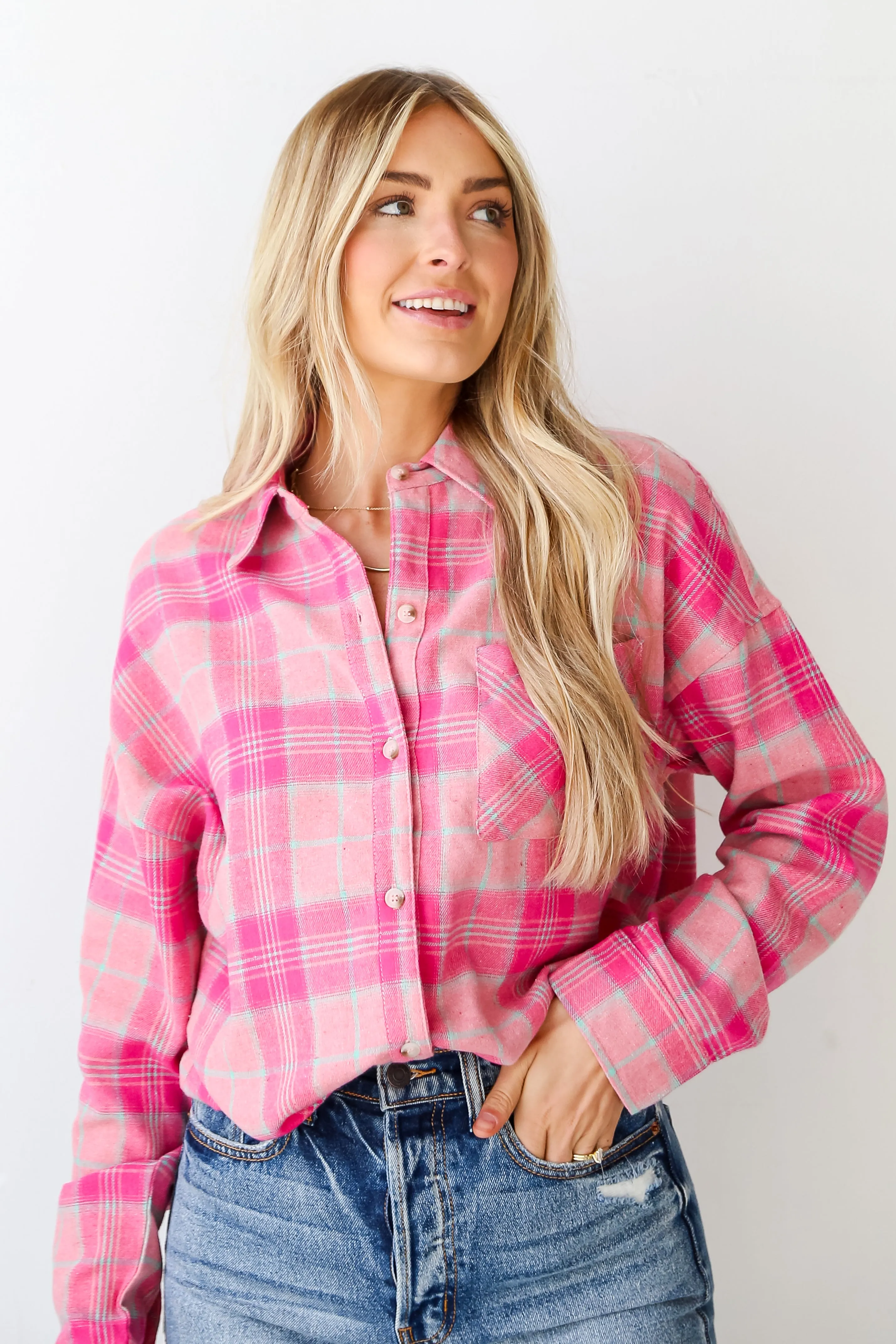 FINAL SALE - Fall Behavior Pink Plaid Oversized Flannel