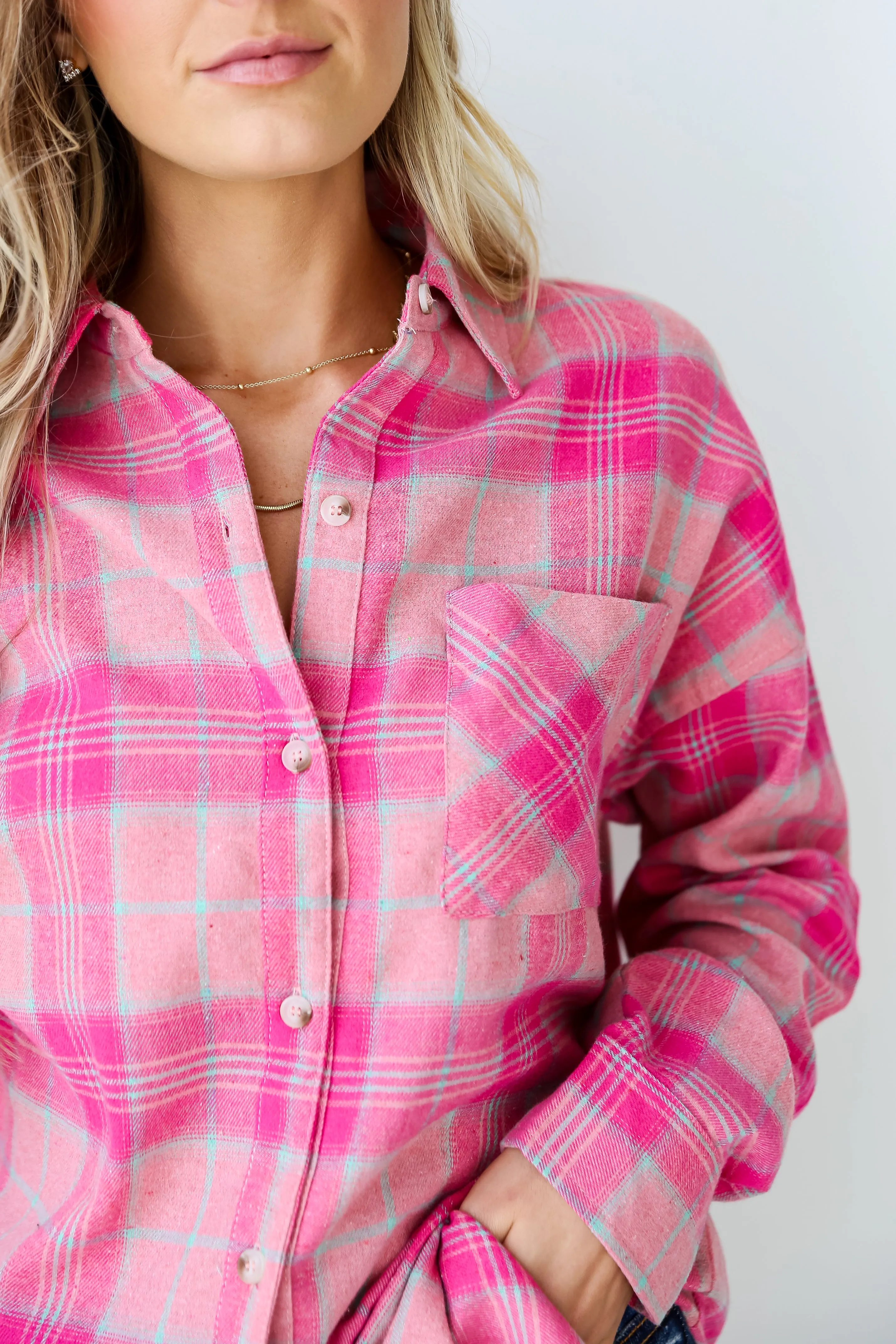 FINAL SALE - Fall Behavior Pink Plaid Oversized Flannel