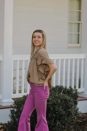 FINAL SALE Living Vibrant Flare Jeans in  Purple
