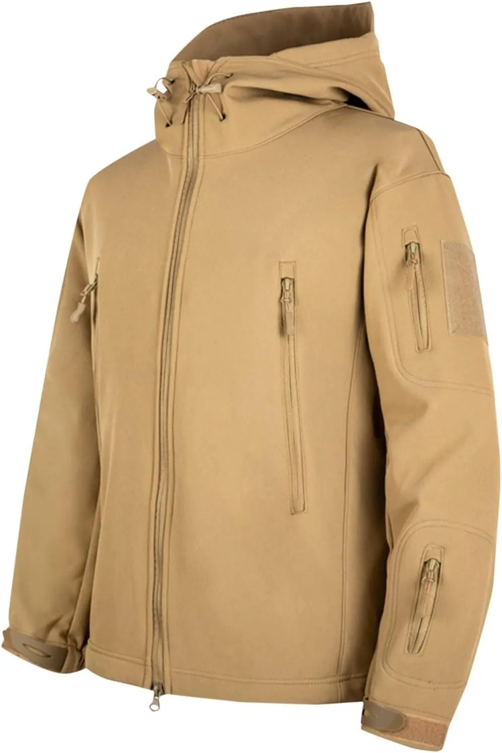 Finelylove Soft Shell Tactical Jacket Mens Fleece Lined Windbreaker Hooded Waterproof Rain Jacket for Hiking Fishing