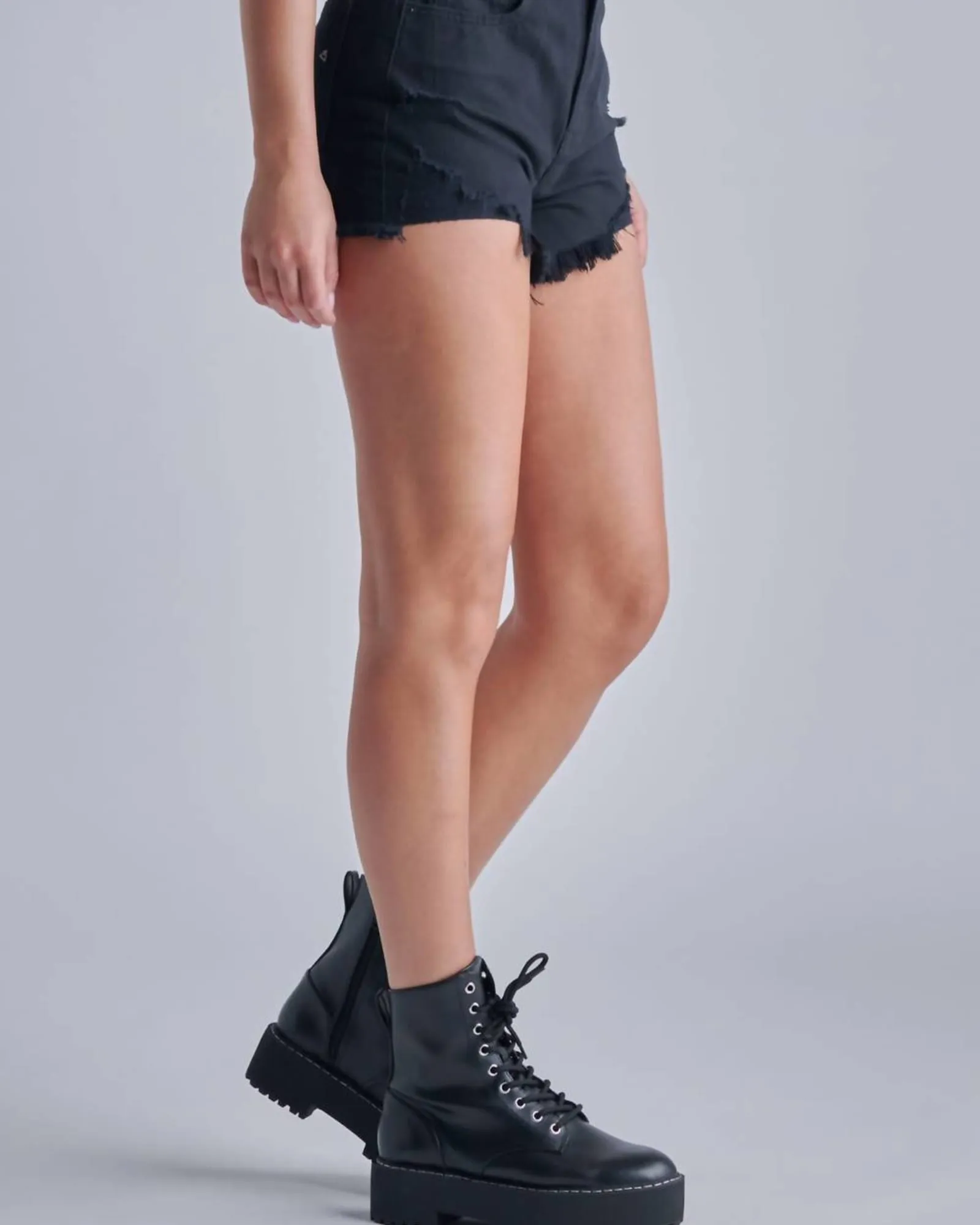 Finn Super High Rise Frayed Shorts In Black | Black