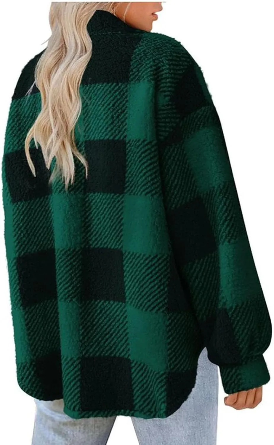 Flannel Jacket for Women 2023 Fall Winter Plaid Shacket Soft Wool Blend Flannel Shirts Plus Size Long Sleeve Blouses