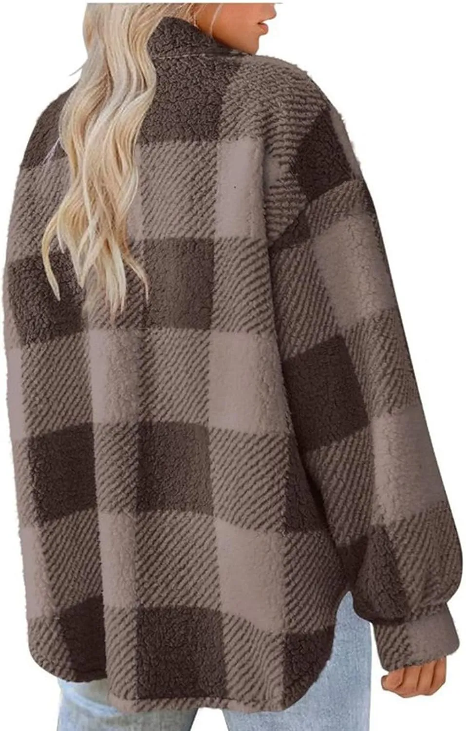 Flannel Jacket for Women 2023 Fall Winter Plaid Shacket Soft Wool Blend Flannel Shirts Plus Size Long Sleeve Blouses