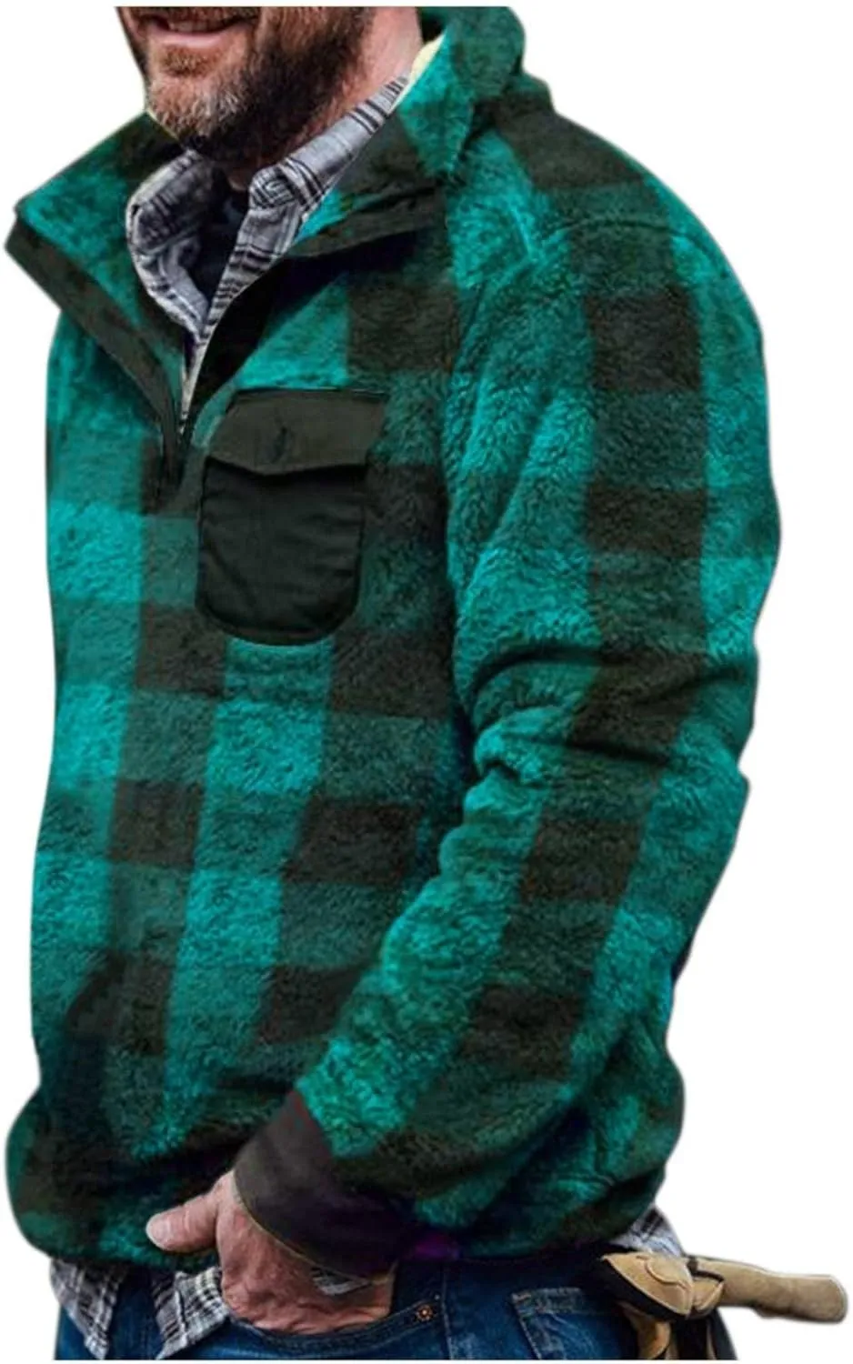 Flannel Jackets for Men,Men's Camp Night Berber Lined Hooded Flannel Shirt Jacket Coat Sweatshirts Hoodies Sweaters Tops