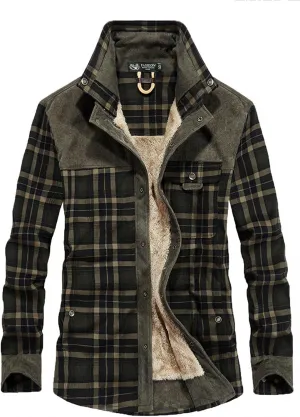 Flannel Jackets for Men,Men's Camp Night Berber Lined Hooded Flannel Shirt Jacket Coat Sweatshirts Hoodies Sweaters Tops