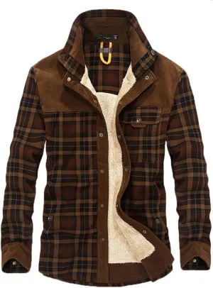 Flannel Jackets for Men,Men's Camp Night Berber Lined Hooded Flannel Shirt Jacket Coat Sweatshirts Hoodies Sweaters Tops