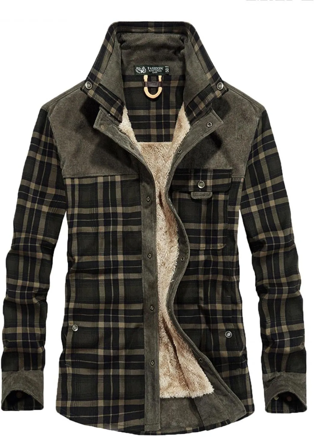 Flannel Jackets for Men,Men's Camp Night Berber Lined Hooded Flannel Shirt Jacket Coat Sweatshirts Hoodies Sweaters Tops