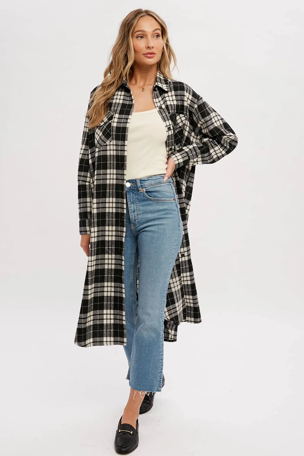 Flannel Plaid Longline Shacket