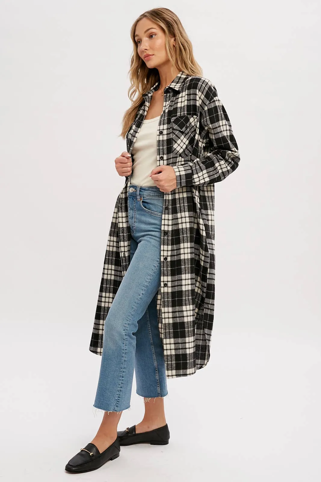 Flannel Plaid Longline Shacket