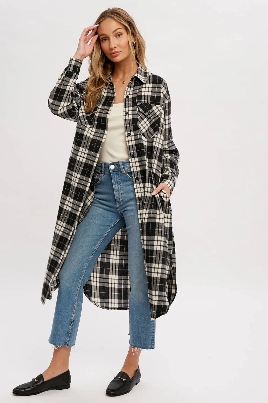 Flannel Plaid Longline Shacket