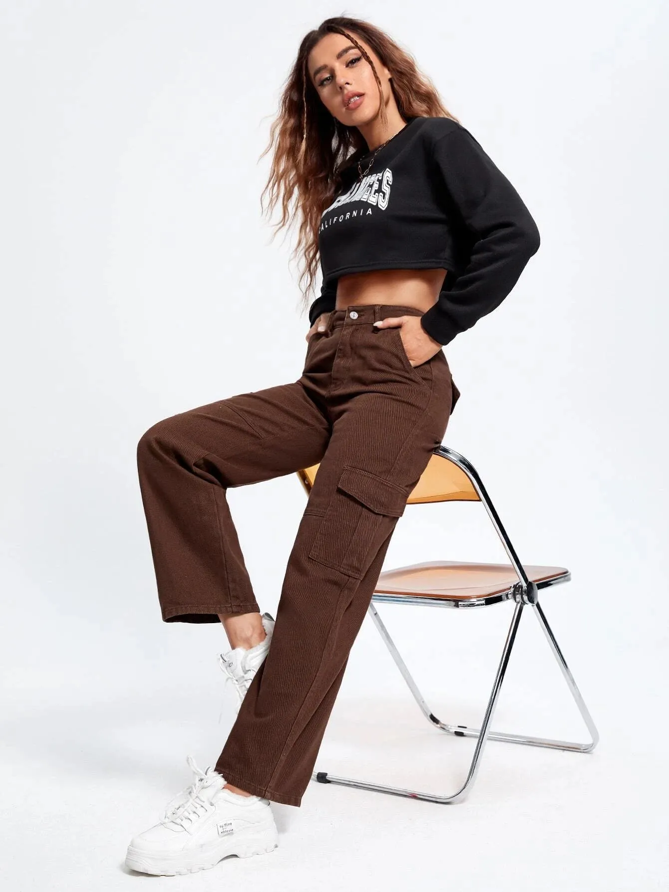 Flap Pocket Straight Leg Cargo Jeans