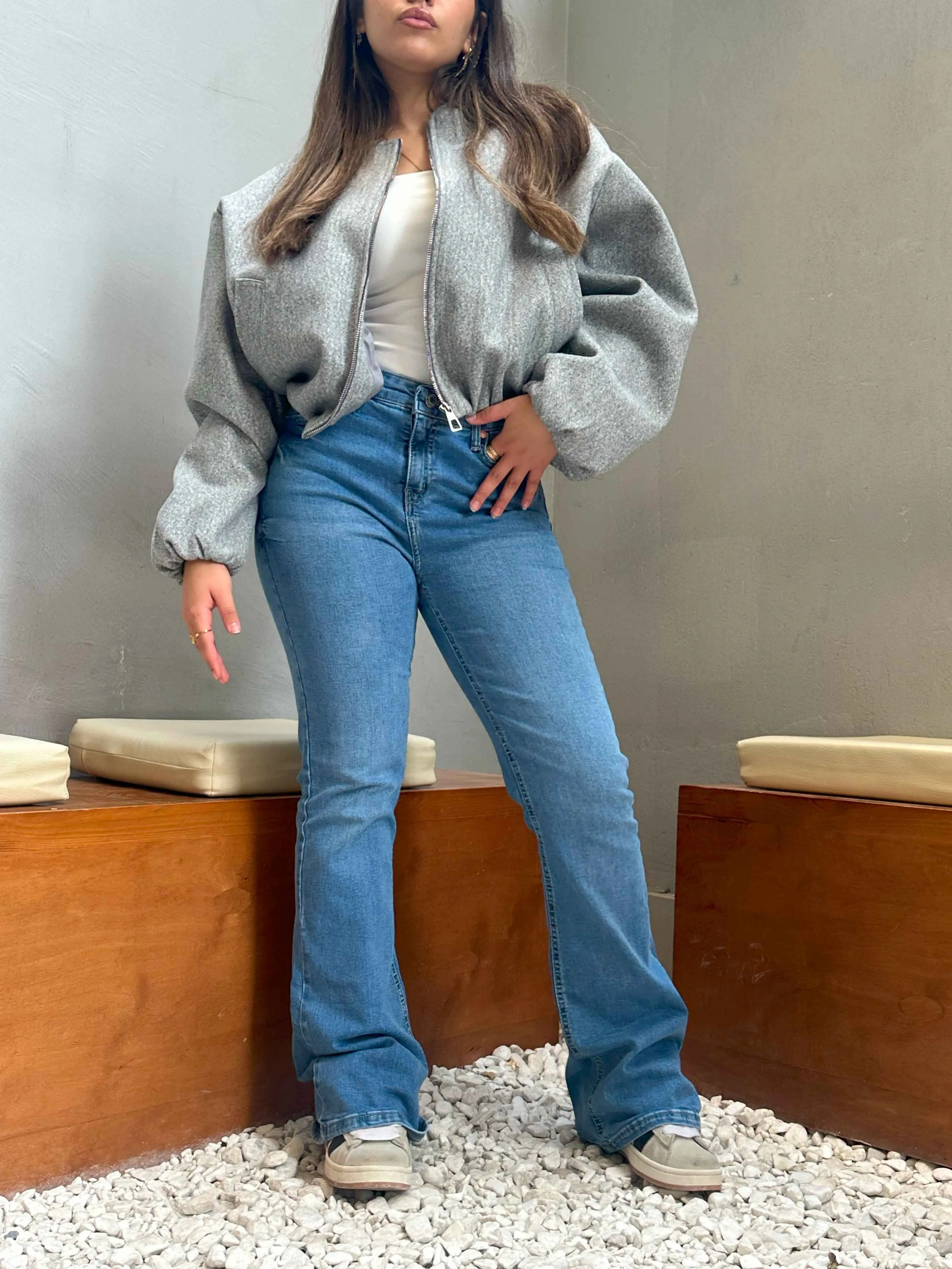 Flared - Medium Blue Wash Jeans.
