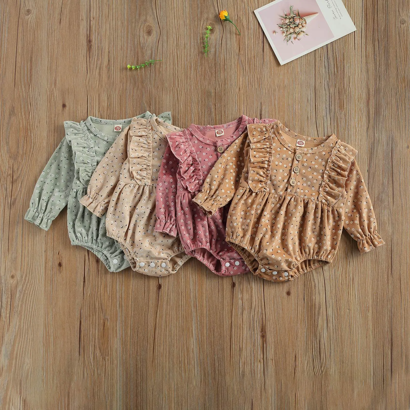 Floral Print Ruffle Baby Romper