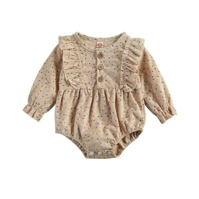 Floral Print Ruffle Baby Romper