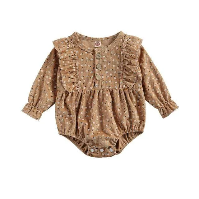 Floral Print Ruffle Baby Romper