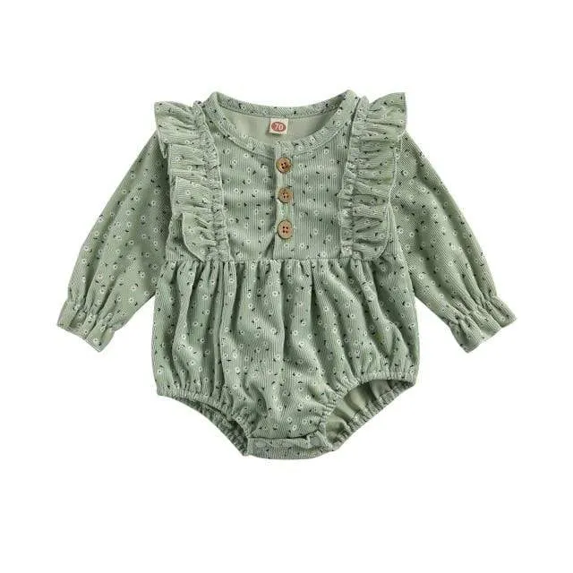Floral Print Ruffle Baby Romper