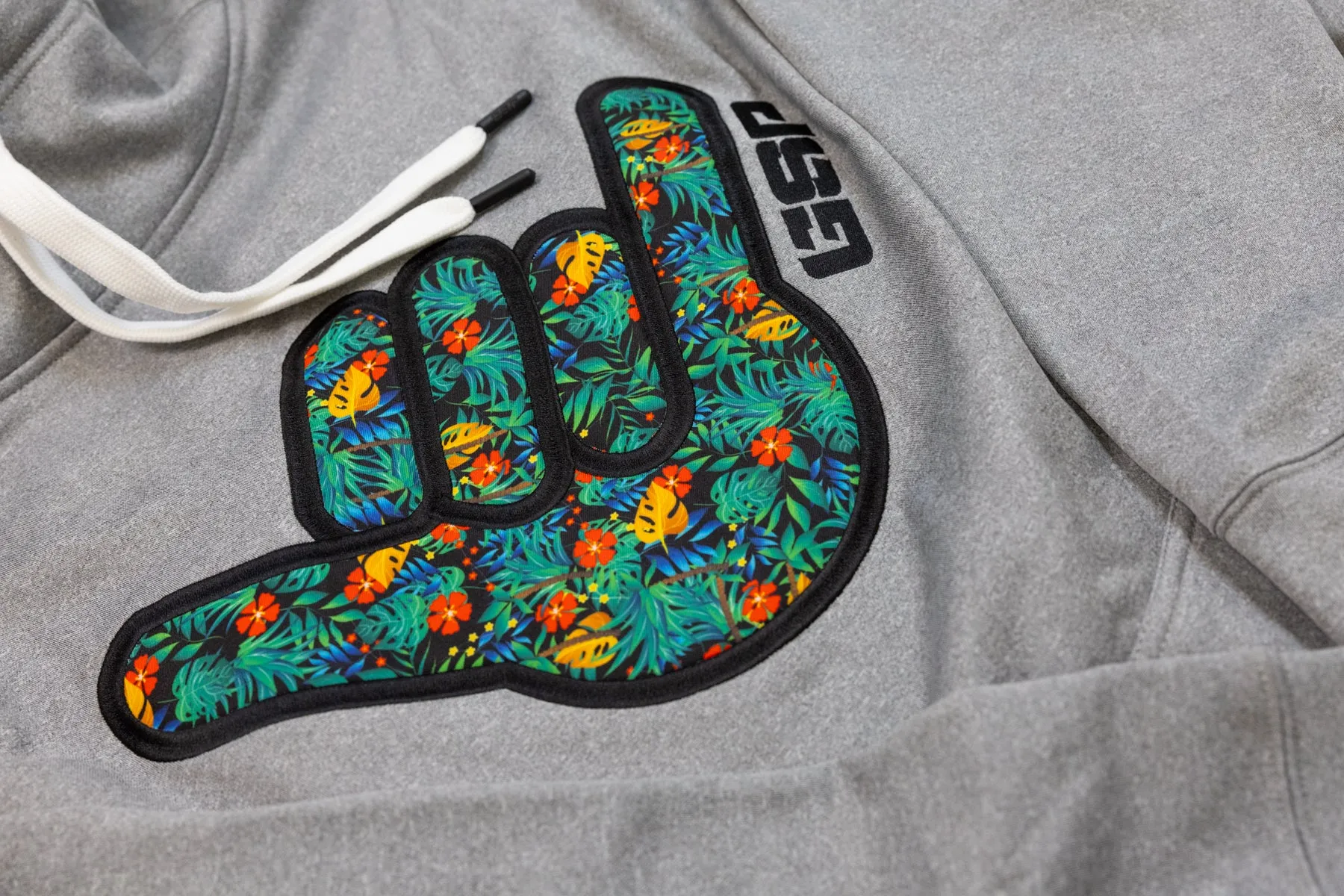 Floral Shaka Scuba Neck TT Fleece Hoodie - Heather