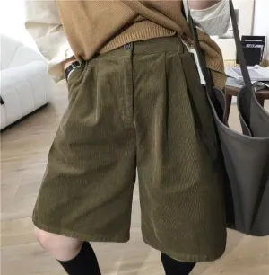 Flytonn-cute winter outfits casual winter outfits christmas outfit party look inspos High Waist Loose Cozy Corduroy Shorts