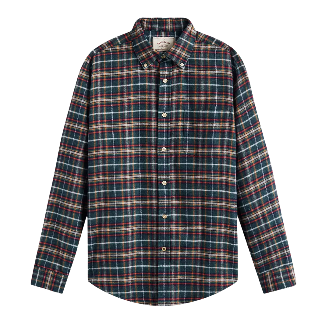 Forest Train Flannel Shirt - Forest Plaid