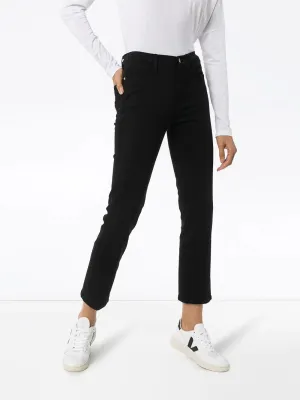FRAME DENIM LE STRAIGHT LEG HIGH WAISTED JEANS IN BLACK