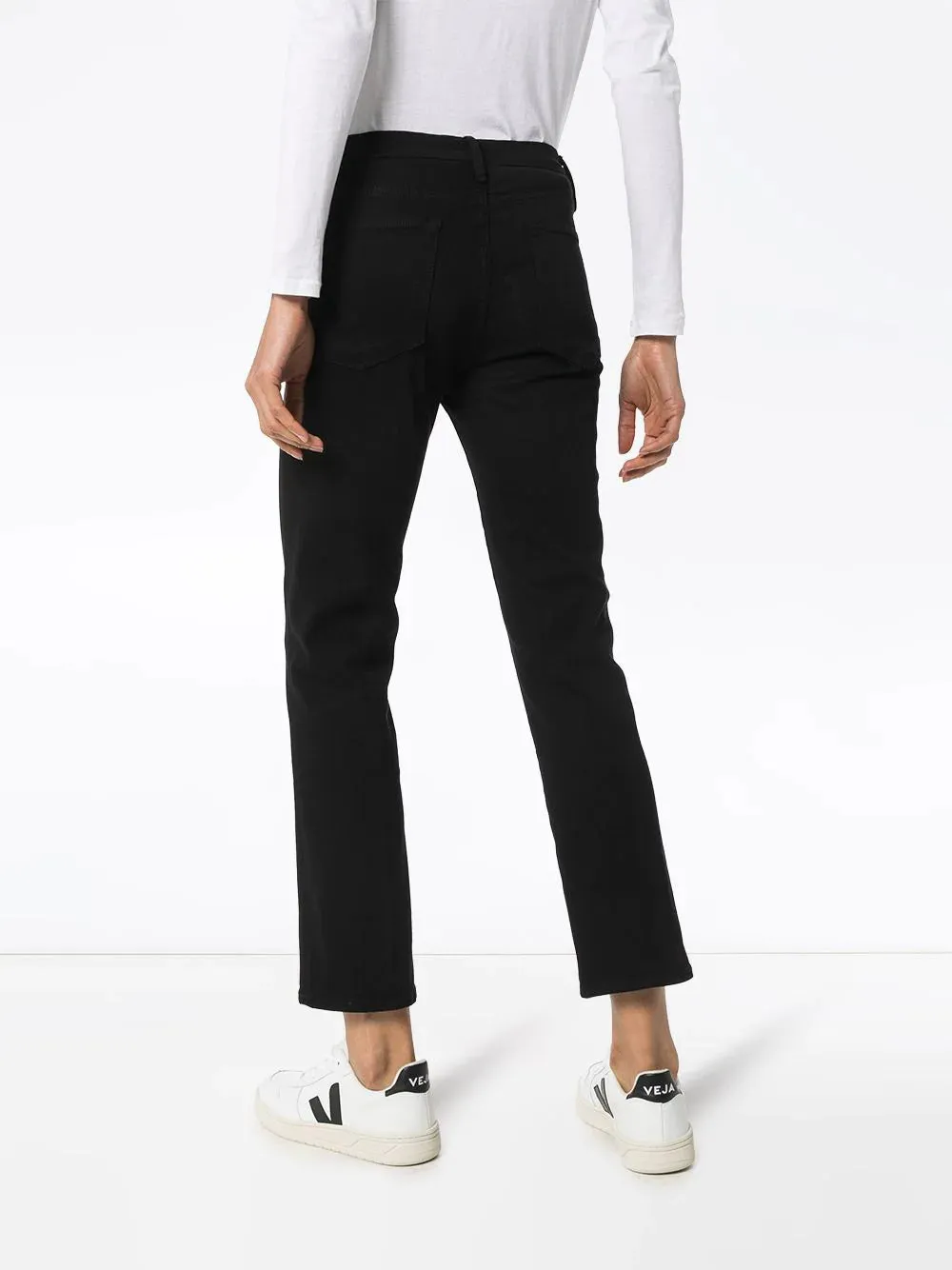 FRAME DENIM LE STRAIGHT LEG HIGH WAISTED JEANS IN BLACK
