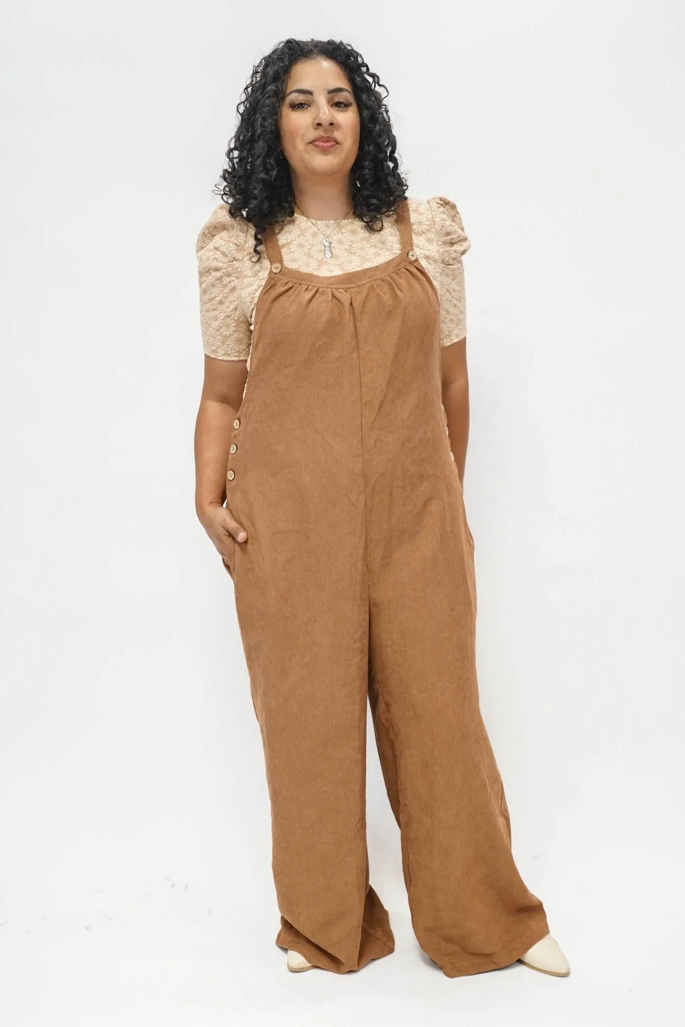 Franco Corduroy Overalls In Camel