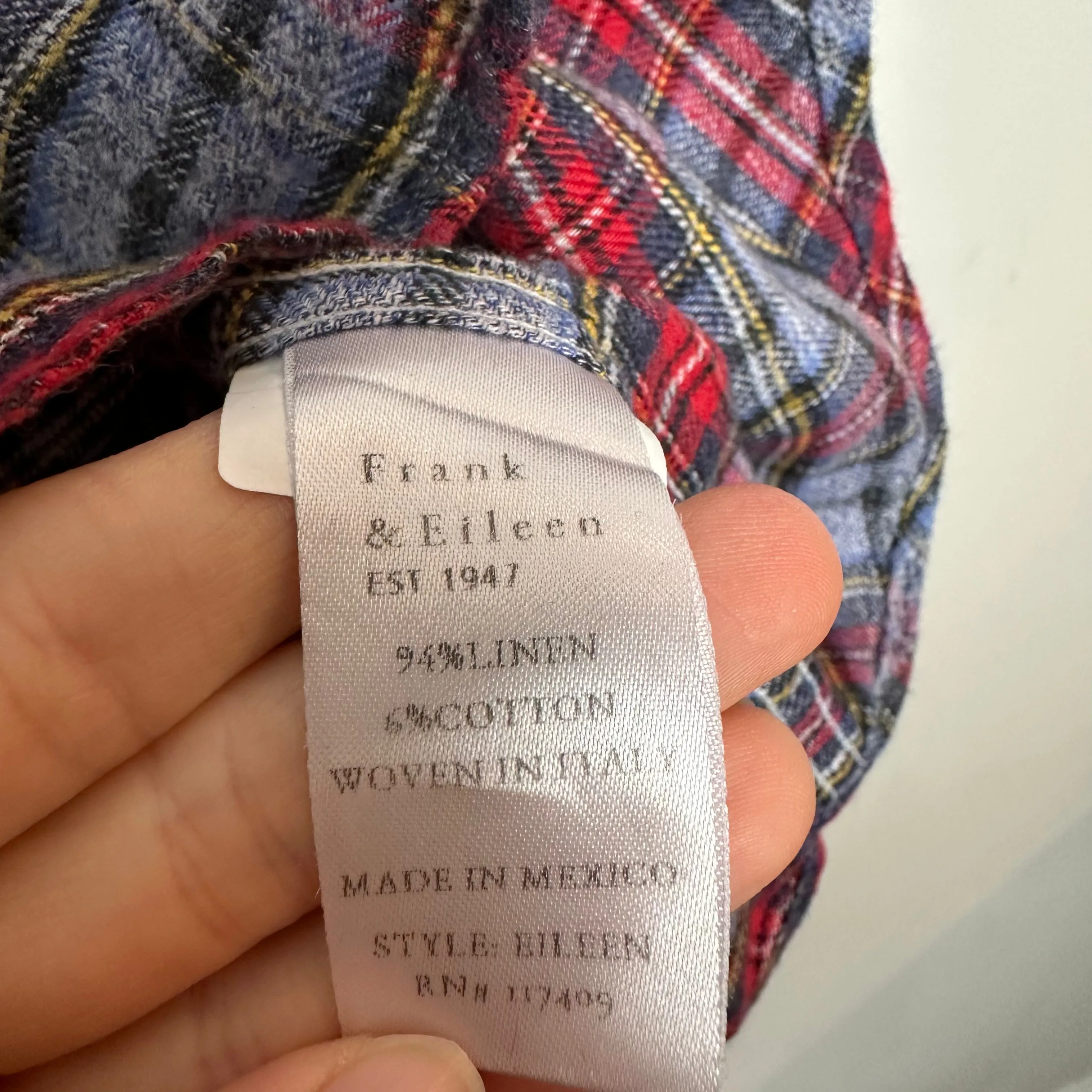 Frank & Eileen Eileen Relaxed Button Up Shirt Plaid Flannel Large