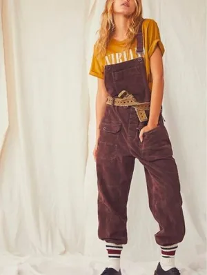 Free People Brown Corduroy Overalls (XS)