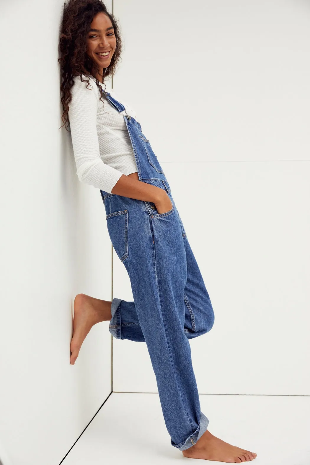 Free People Ziggy Denim Overalls - Sapphire Blue
