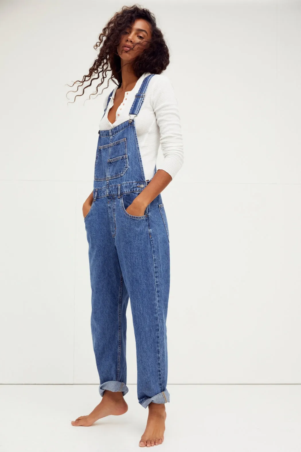 Free People Ziggy Denim Overalls - Sapphire Blue