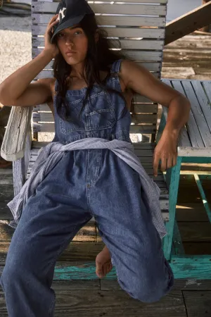 Free People Ziggy Denim Overalls - Sapphire Blue