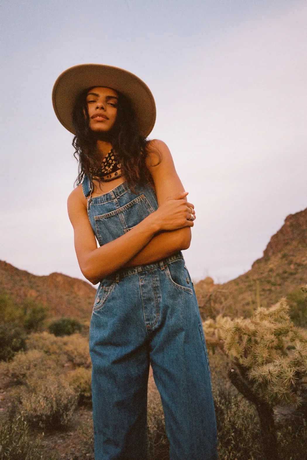 Free People Ziggy Denim Overalls - Sapphire Blue