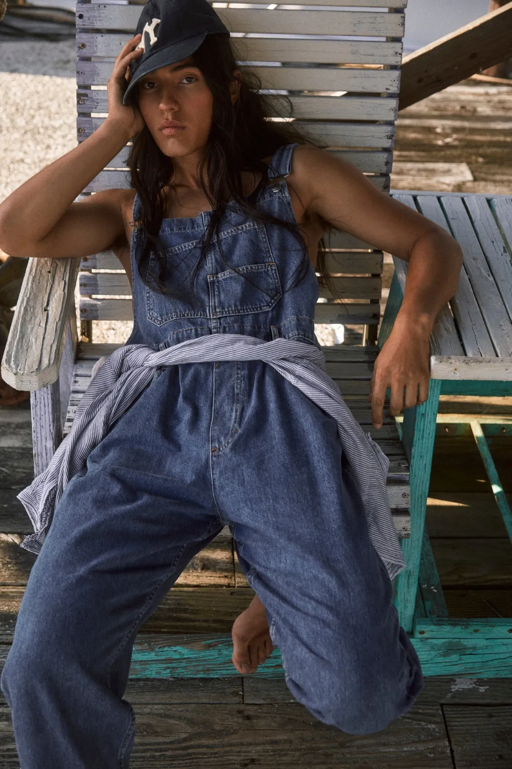 Free People Ziggy Denim Overalls - Sapphire Blue