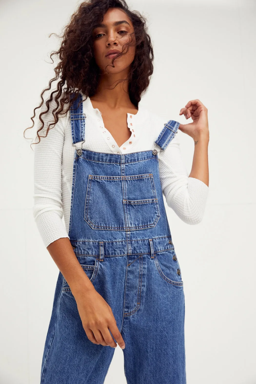 Free People Ziggy Denim Overalls - Sapphire Blue