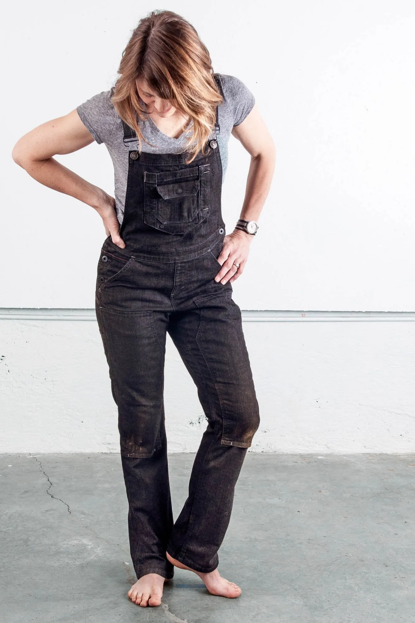 Freshley Overalls in Heathered Black Denim