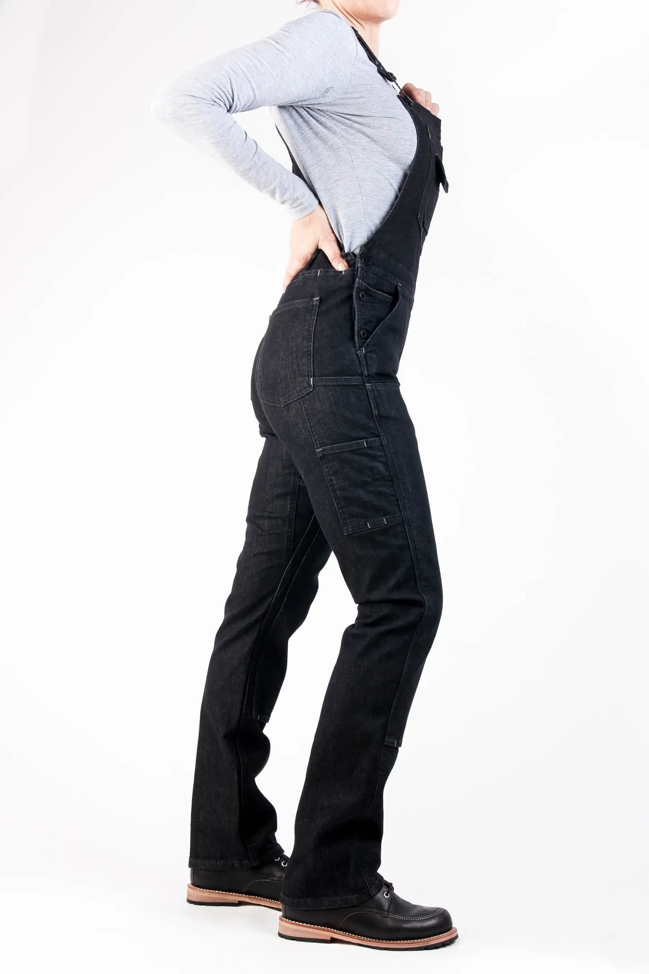 Freshley Overalls in Heathered Black Denim