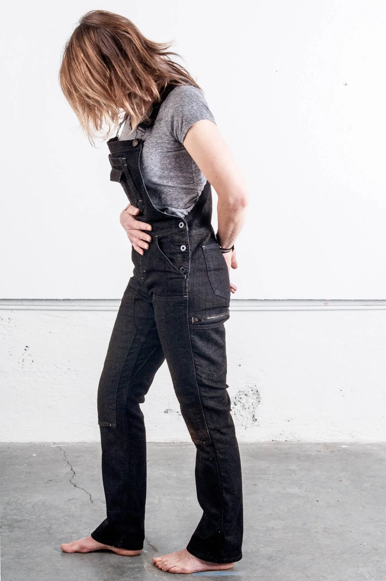 Freshley Overalls in Heathered Black Denim