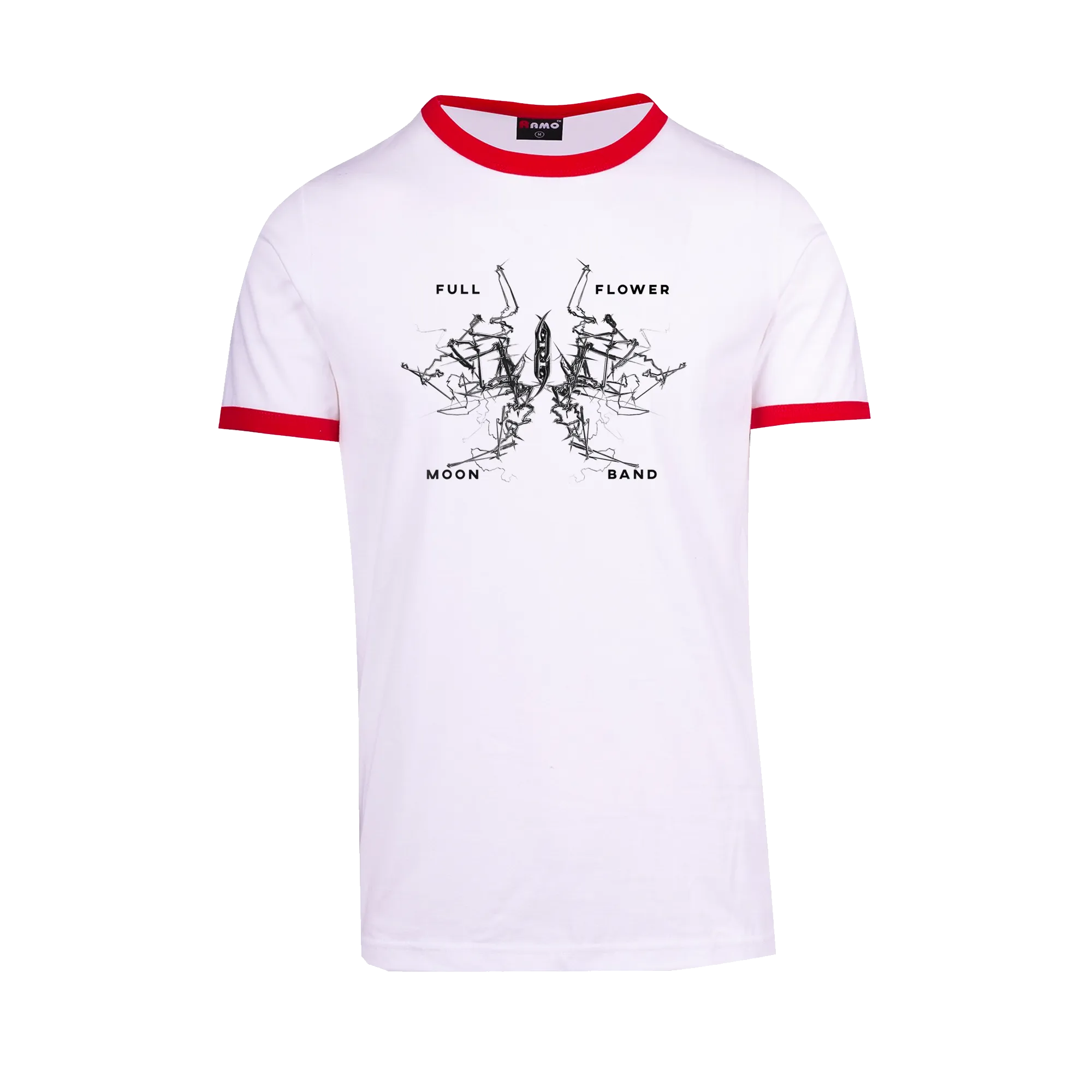 Full Flower Moon Band / Ringer White T-Shirt