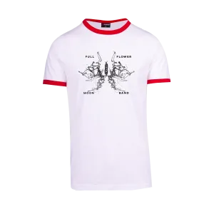 Full Flower Moon Band / Ringer White T-Shirt