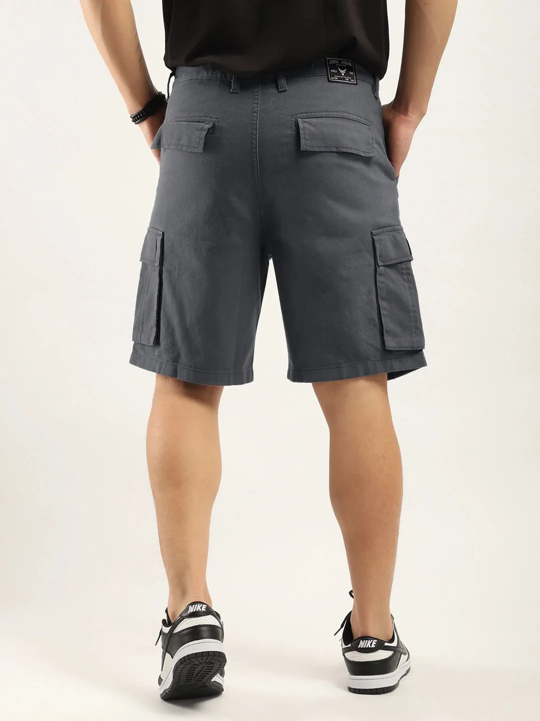Fusion Dark Ash Grey Cotton Shorts
